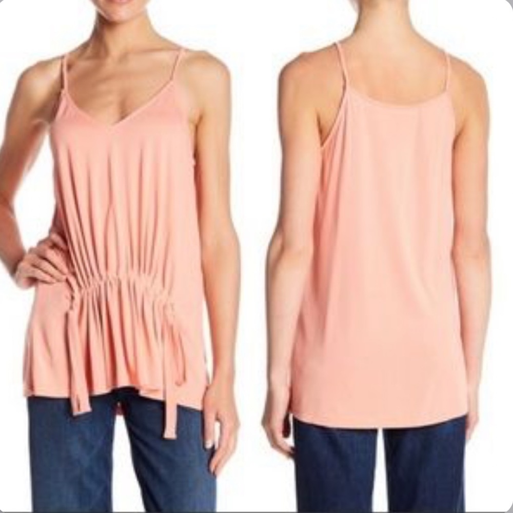 Lush Peach Drawstring Ruched Front Knit Cami Size Small